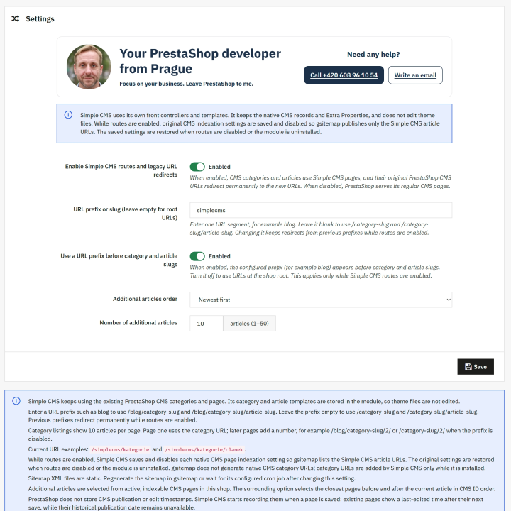 Simple CMS PrestaShop module